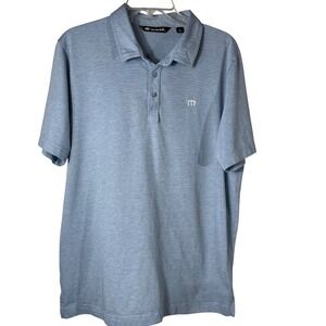 TravisMathew Mens Pima Cotton Blend Short Sleeve Polo Shirt Light Blue Large